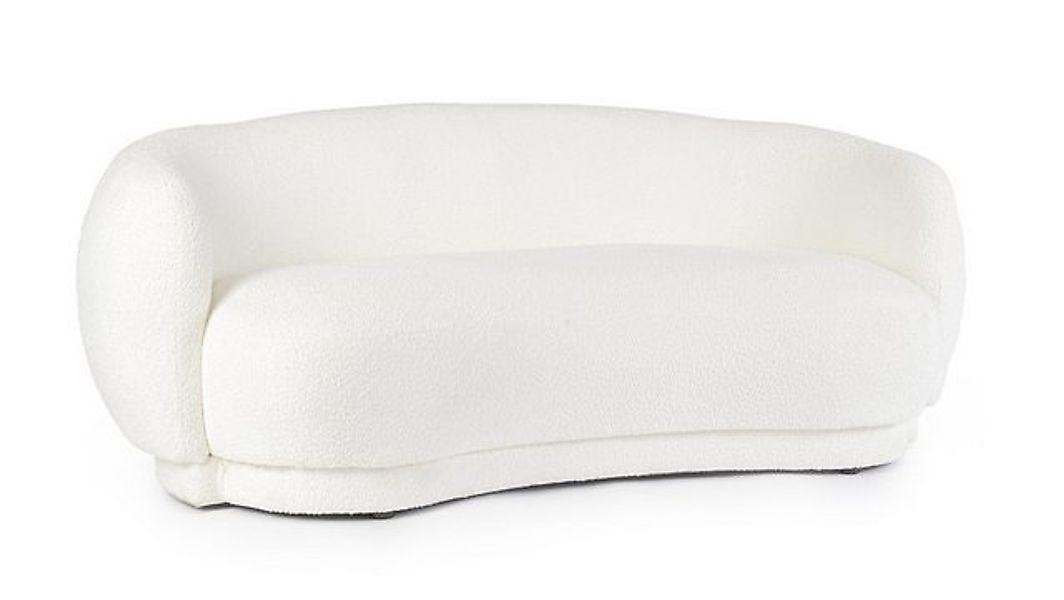 Natur24 Sofa Tecla Sofa 191 x 93 x 73 cm MDF Sperrholz Bouclé Weiß günstig online kaufen