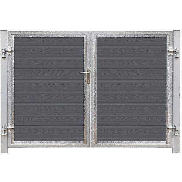 Doppeltor Artura WPC Schiefergrau 213 cm x 135 cm Pfosten verzinkt günstig online kaufen