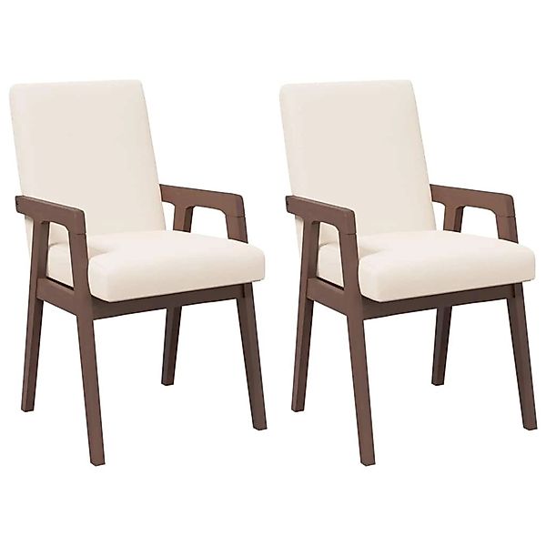 vidaXL Esszimmerstühle mit Kissen 2 Stk Braun Massivholz Gummibaum 4102481 günstig online kaufen