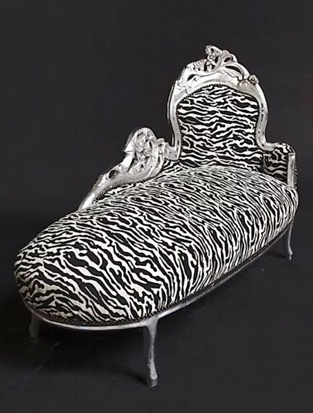 Casa Padrino Chaiselongue Barock Chaiselongue "King" Zebra/Silber günstig online kaufen