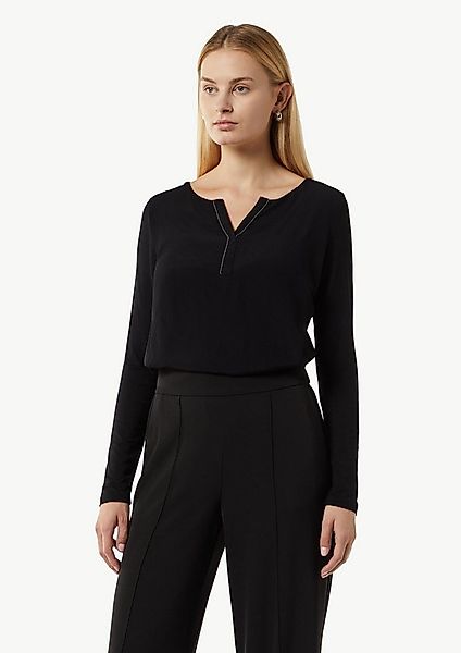 comma Langarmshirt T-Shirt Longsleeve im Fabricmix mit Schmuck-Detail günstig online kaufen