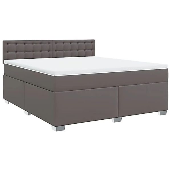 vidaXL Boxspringbett mit Matratze Grau 180x200 cm Kunstleder 3286134 günstig online kaufen