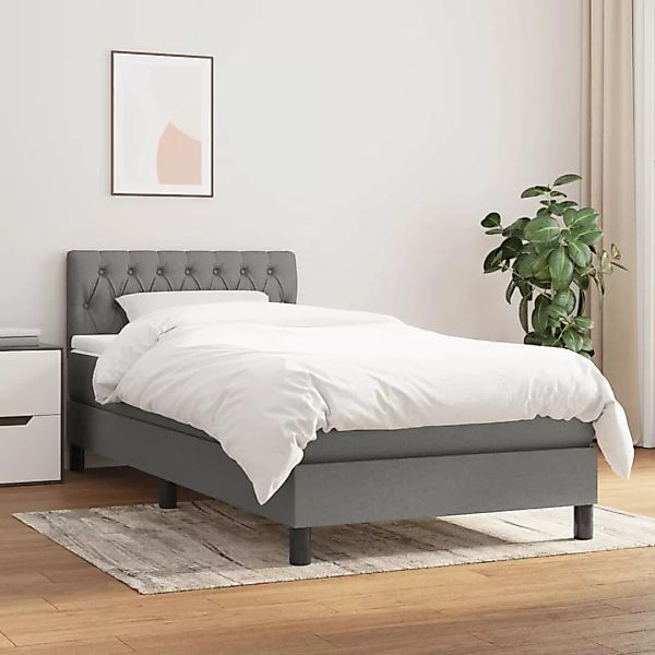 vidaXL Boxspringbett Boxspringbett mit Matratze Dunkelgrau 100x200 cm Stoff günstig online kaufen