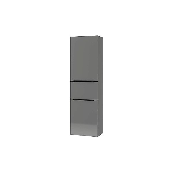 Badezimmer Midischrank mit Türanschlag links in Hochglanz grau mit schwarze günstig online kaufen