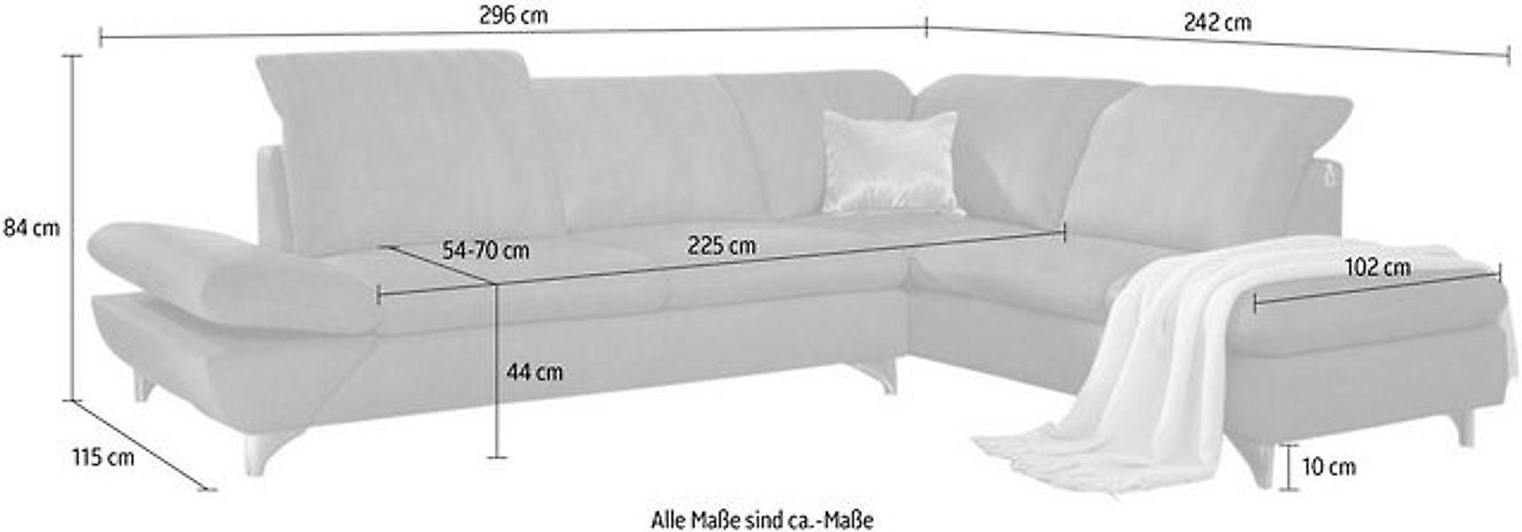 W.SCHILLIG Ecksofa taoo, elegant und zeitlos, bequem, L-Form, mit Sitziefen günstig online kaufen