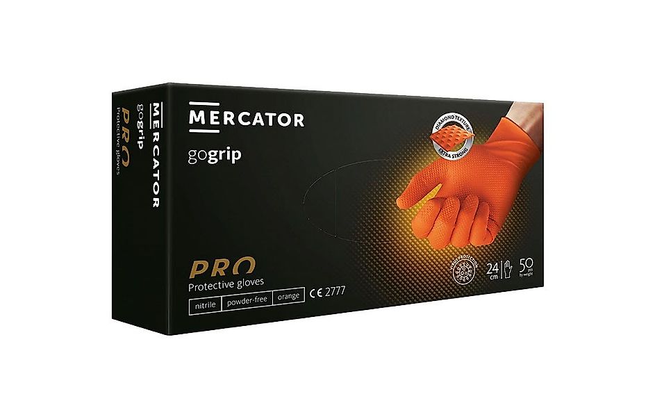 Mercator Einweghandschuhe GoGrip-Pro Nitril Handschuhe mit Diamanttextur in günstig online kaufen