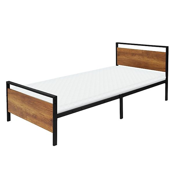 ML-Design Metallbett Schwarz-Braun 90x200 cm mit Matratze H10 cm günstig online kaufen