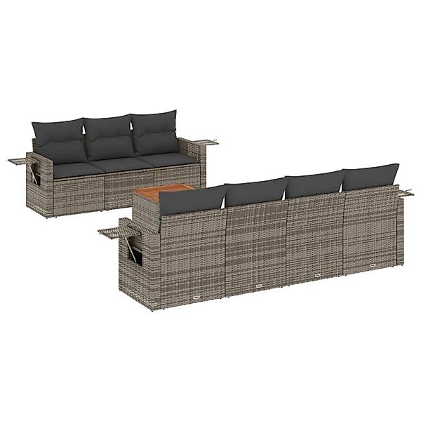 vidaXL 8-Tlg Garten-Sofagarnitur mit Kissen Grau Poly Rattan 3256802 günstig online kaufen