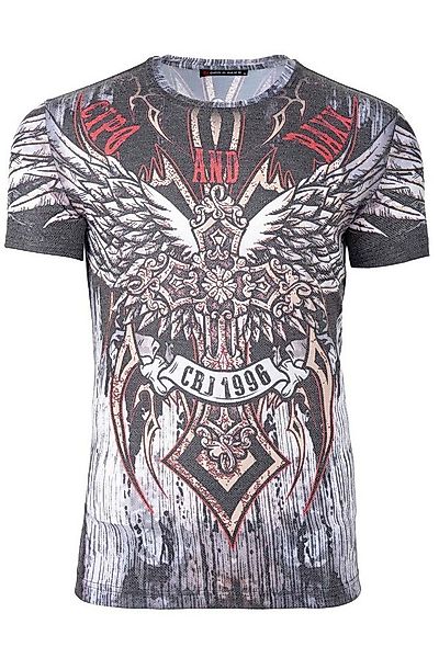 Cipo & Baxx Print-Shirt Herren Slim Fit Kurzarmshirt BA-CT746 Grey XL mit C günstig online kaufen