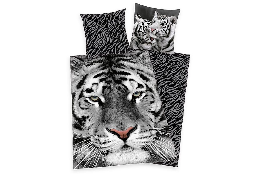 Herding Kinderbettwäsche Bettwäsche Set weißer Tiger 135 x 200 cm 80 x 80 c günstig online kaufen