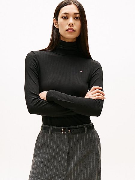 Tommy Hilfiger Langarmshirt SLIM 5X2 RIB ROLL-NK LS in gerippter Struktur günstig online kaufen