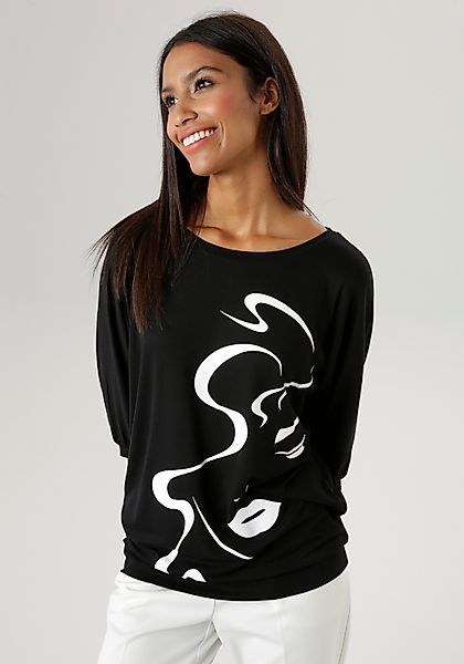 Aniston SELECTED Fledermausshirt, mit abstraktem Gesichtsdruck günstig online kaufen