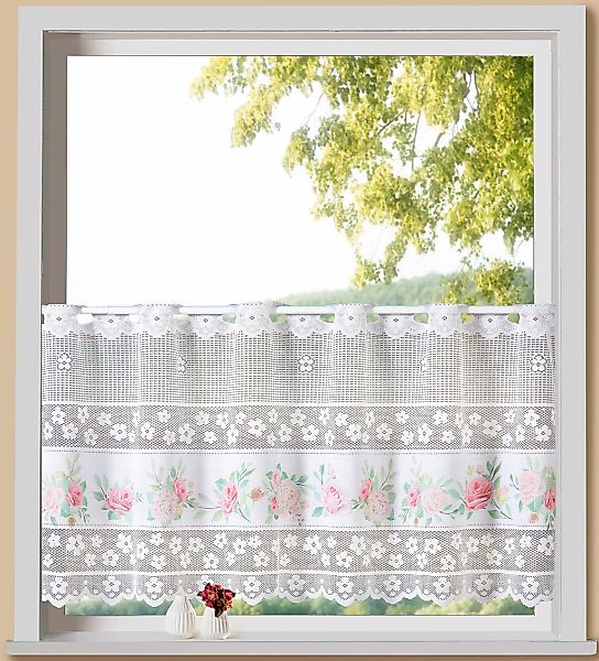 Weckbrodt Scheibengardine "Rosen" Stangendurchzug 1 Stk. tlg. Bistro, Jacqu günstig online kaufen