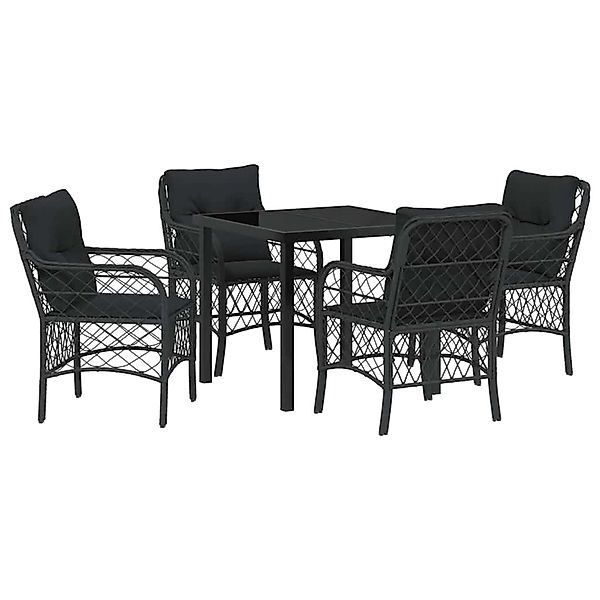 vidaXL Garten Essgruppe mit Kissen 5-Tlg Schwarz Poly Rattan 3380205 günstig online kaufen