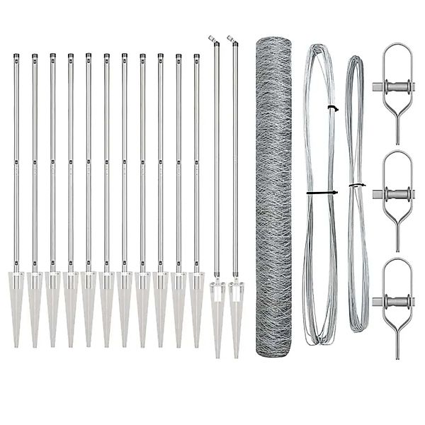 vidaXL Zaunpfosten Silber 25 x 1,2 m 50 mm Maschen Stahl 3353383 günstig online kaufen