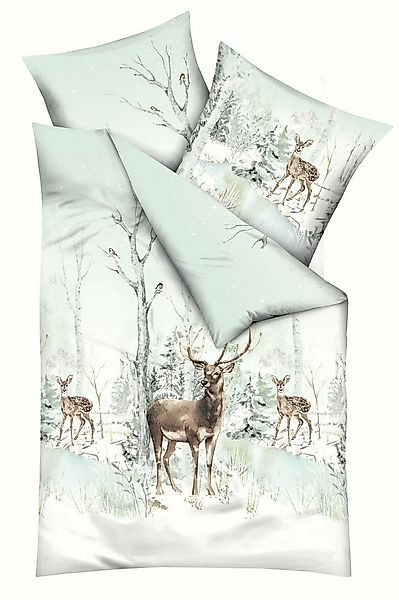 Kaeppel Bettwäsche Peaceful, Feinbiber, 2 teilig, Mit Hirsch und Reh günstig online kaufen