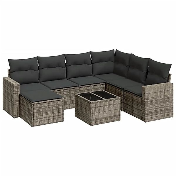 vidaXL 8-Tlg Garten-Sofagarnitur mit Kissen Grau Poly Rattan 3251647 günstig online kaufen