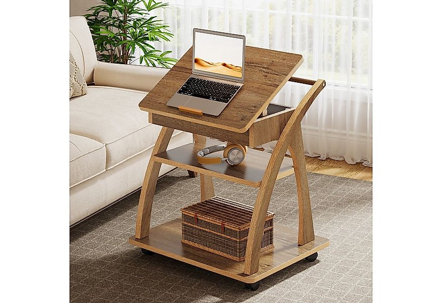 Tribesigns Beistelltisch mit 4 Rollen & 2 Bremsen, 3-Tier verstellbarer Tis günstig online kaufen