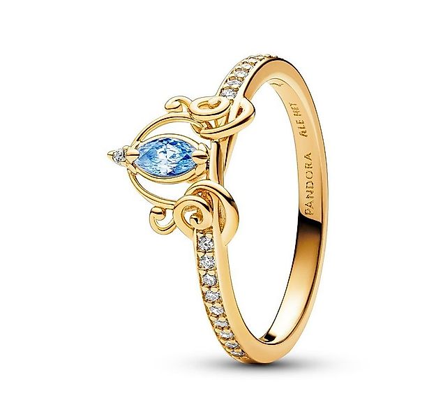 Pandora Fingerring Vergoldeter Disney Cinderella Ring mit blauem Zirkonia v günstig online kaufen