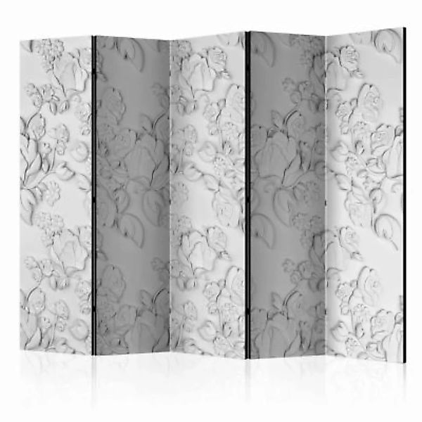 artgeist Paravent White ornament: roses II [Room Dividers] grau Gr. 225 x 1 günstig online kaufen