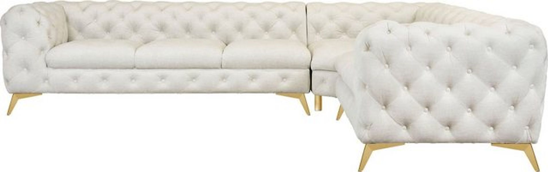 Leonique Chesterfield-Sofa "Ecksofa GLYNIS L-Form mit Wellenunterfederung, günstig online kaufen