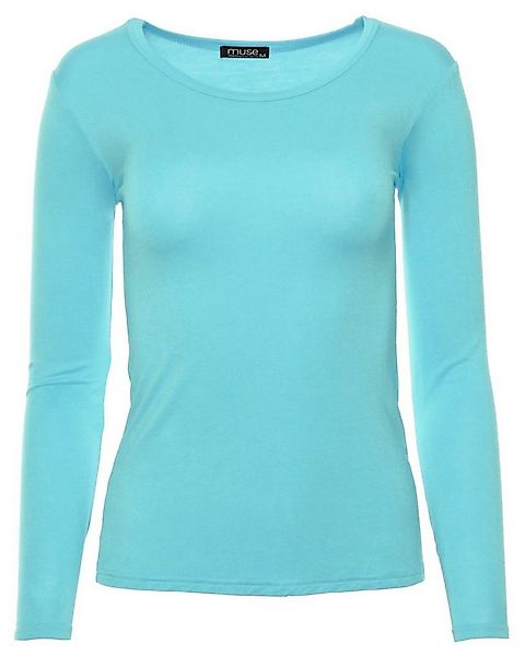 Muse Rundhalsshirt Basic Rundhals Langarmshirt Skinny Fit 1093 günstig online kaufen