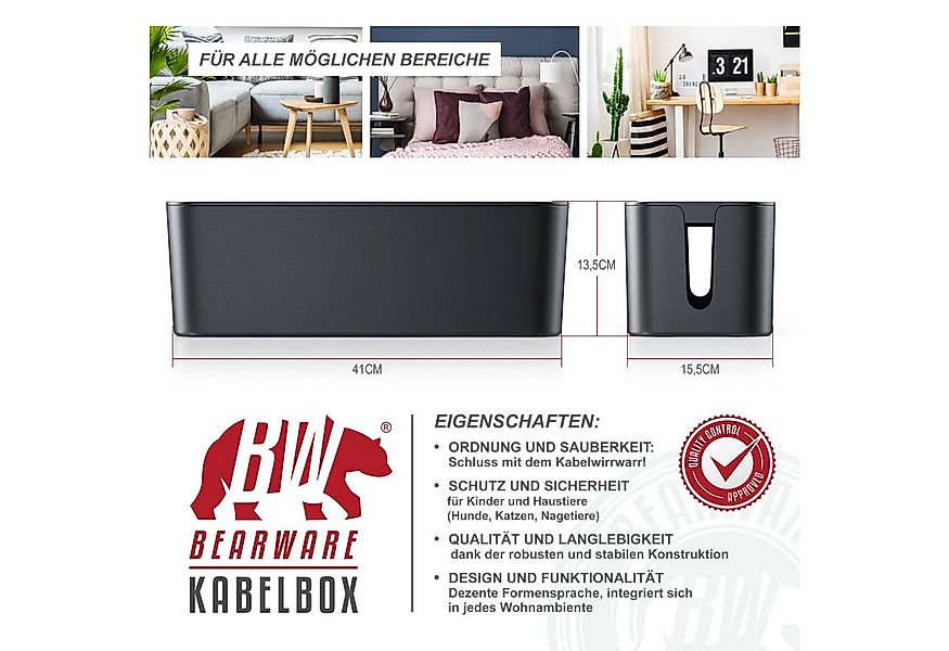 BEARWARE Kabelbox, (2-tlg), Kabel Box mit Gummifüßen - Kabelmanagement / de günstig online kaufen