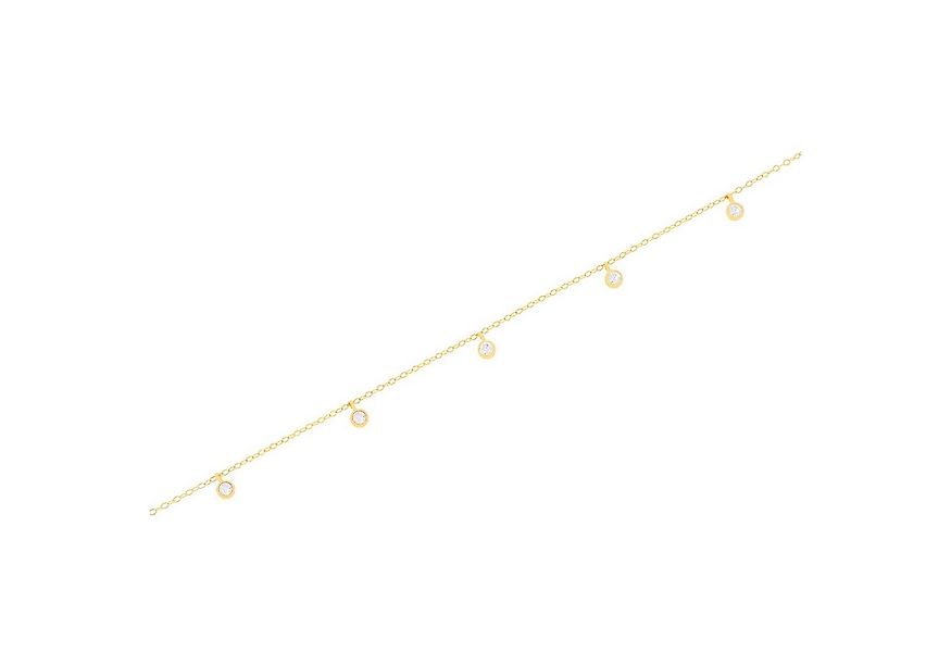 Stella-Jewellery Collier 585er Gold Halskette mit 5 Zirkonia Steine 45 cm, günstig online kaufen