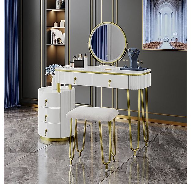 Vicco Schminktisch Charlène, Weiß, 100 cm mit LED-Spiegel (2-St) günstig online kaufen