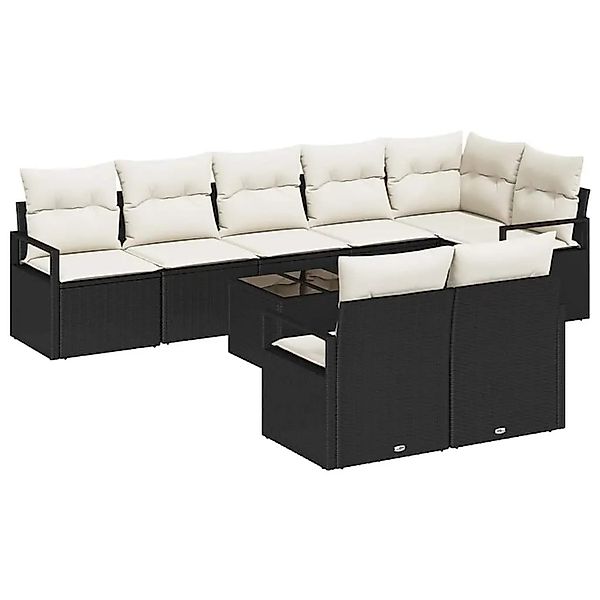 vidaXL Gartensofa-set mit Kissen 9-Tlg Braun und Creme Poly-Rattan 3355106 günstig online kaufen
