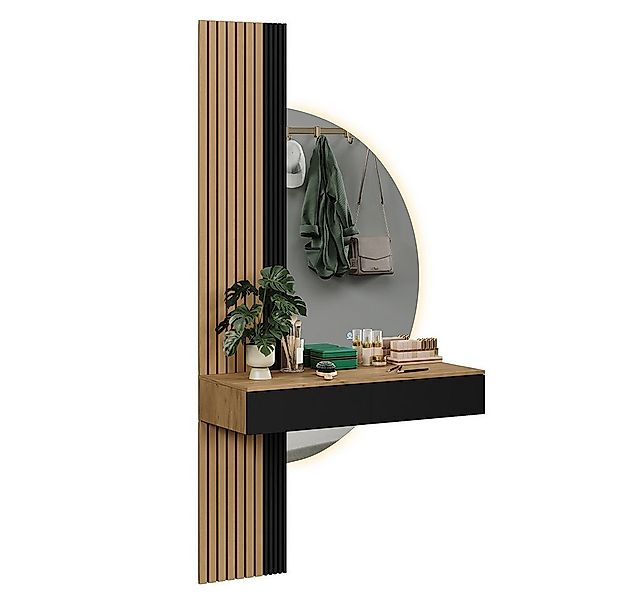 Vicco Schminktisch Melina, Eiche/Schwarz, 100 cm mit LED-Spiegel günstig online kaufen