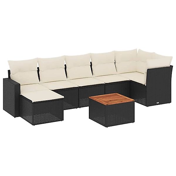 vidaXL 8-Tlg Garten-Sofagarnitur mit Kissen Schwarz Poly Rattan 3256560 günstig online kaufen