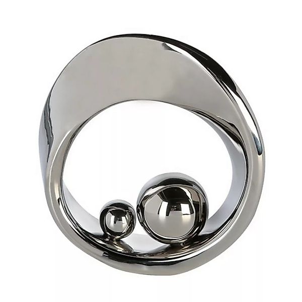 Design-Skulptur Silver Spin   Silber 21 cm mit 2 silbernen Kugeln | 2er Set günstig online kaufen