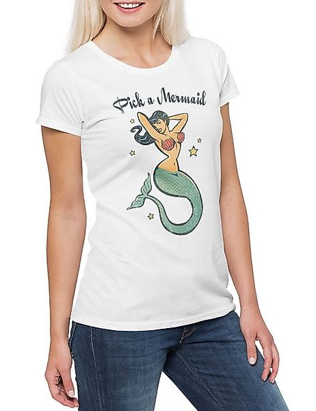 Urban Backwoods Print-Shirt Pick A Mermaid Damen T-Shirt Shirt Meerjungfrau günstig online kaufen