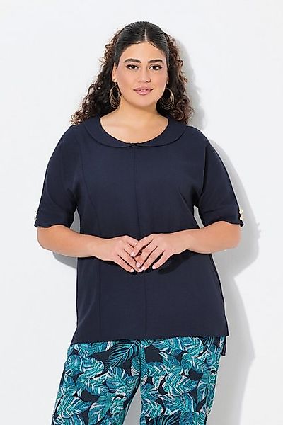 Ulla Popken Tunika Bluse Leinenoptik Oversized Tellerkragen Halbarm günstig online kaufen