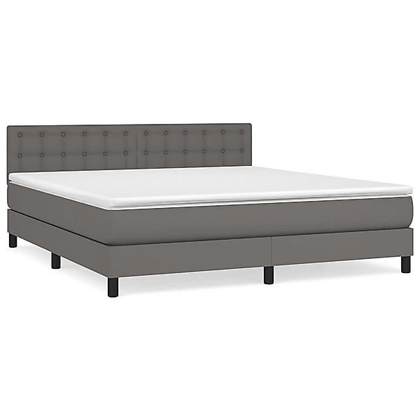 vidaXL Boxspringbett, Boxbett mit Matratze Grau 180x200 cm Kunstleder günstig online kaufen