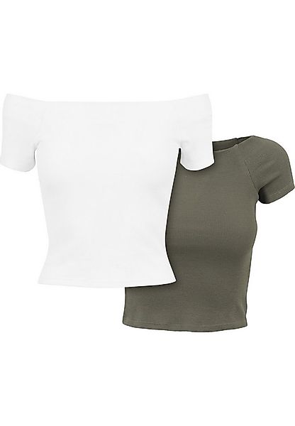 URBAN CLASSICS T-Shirt Urban Classics Damen Ladies Off Shoulder Rib Tee 2-P günstig online kaufen
