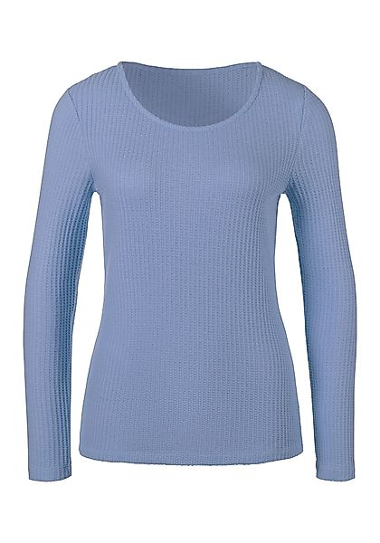 LASCANA Langarmshirt "in modischer Piqué-Optik", aus weicher Qualität mit V günstig online kaufen