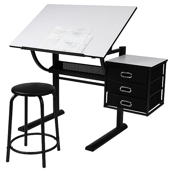 MIADOMODO Zeichentisch mit Hocker Schreibtisch Arbeitstisch günstig online kaufen