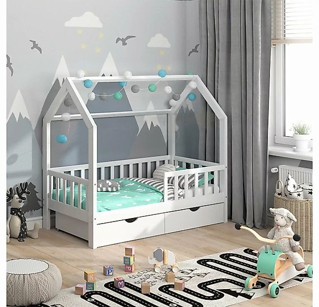 VitaliSpa® Kinderbett Hausbett Gästebett 80x160cm WIKI Weiß Schublade günstig online kaufen