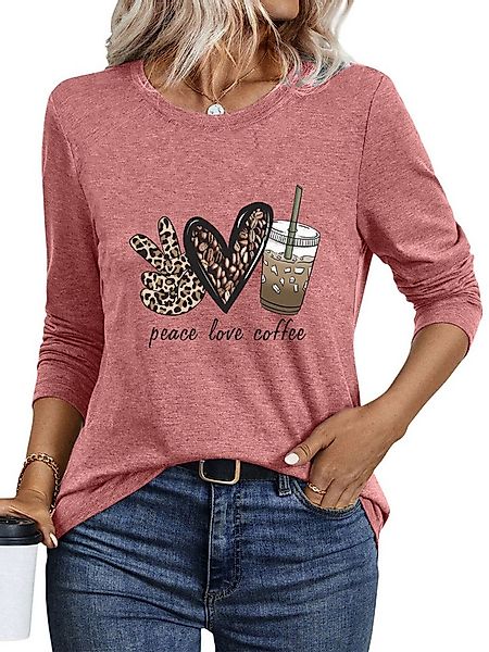 PYLIKE Longsleeve Shirts Damen Casual Liebe Ausgefallene bequemes Langarmsh günstig online kaufen