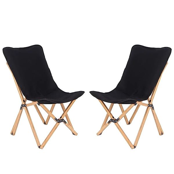 Costway 2er Set Campingstuhl Faltbar Bambusgestell Schwarz günstig online kaufen