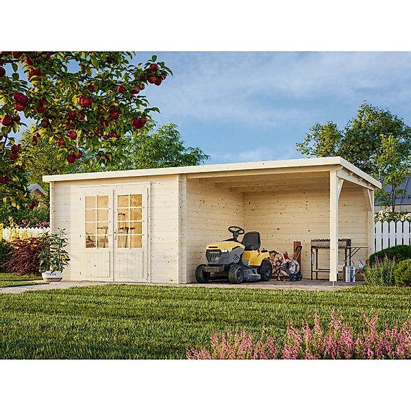 Palmako Gartenhaus Ella 590 x 300 cm Seitendach 8,2 m² Dunkelgrau-Weiß FSC® günstig online kaufen