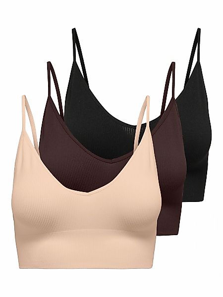 ONLY Bustier "ONLVICKY RIB S-L V-NECK 3-PACK TOP NOOS" günstig online kaufen