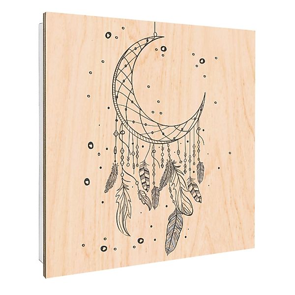 Banjado Schlüsselkasten mit Holzfront 30x30cm Weiß Scharnier Links 50 Haken günstig online kaufen