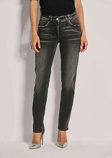 MADELEINE Gerade Jeans Schmale Five-Pocket-Jeans mit Glitzer Slim Fit Jeans günstig online kaufen