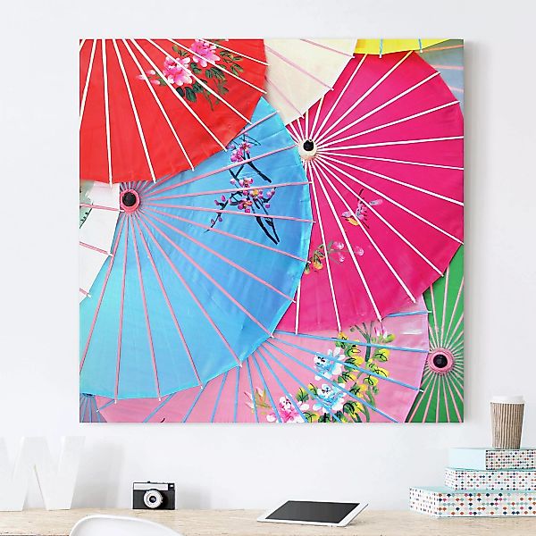 Leinwandbild - Quadrat Chinese Parasols günstig online kaufen