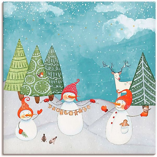 Artland Leinwandbild "Schneemänner und Tierfreunde", Weihnachten, (1 St.), günstig online kaufen
