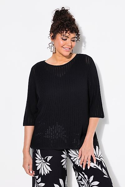 Ulla Popken Strickpullover Pullover Ajourmuster U-Boot-Ausschnitt günstig online kaufen