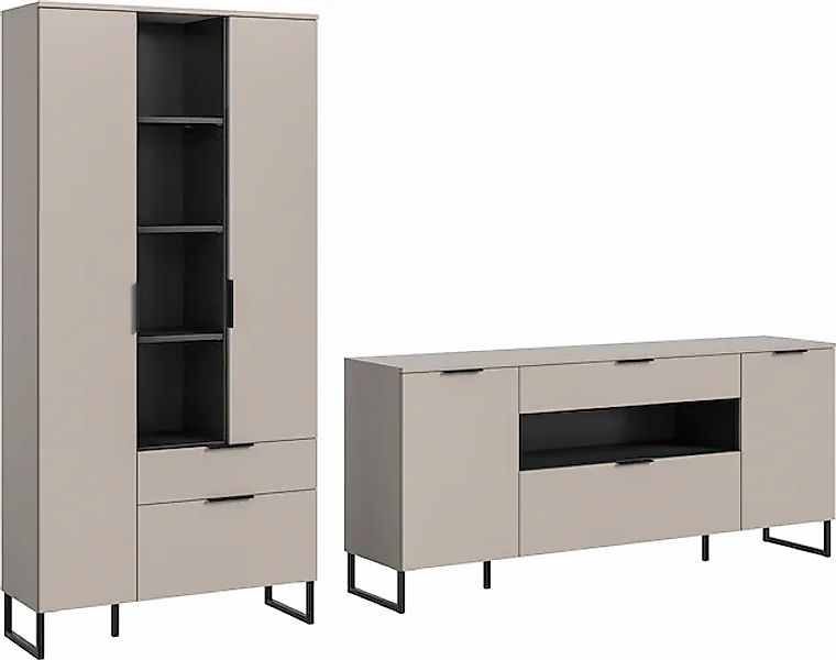 INOSIGN Wohnwand »ADIO, Breite 290 cm, 2-teiliges Set, mit Metall-Kufenfüße günstig online kaufen
